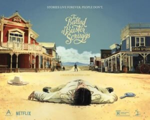 The Ballad of Buster Scruggs opening cowboy singing against a vast western landscape