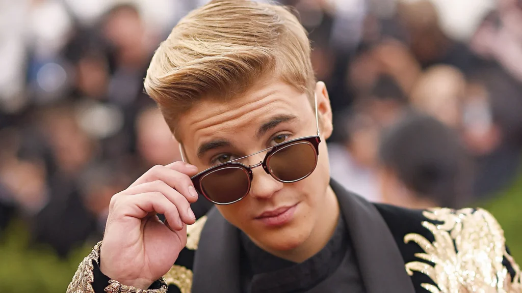Justin Bieber representing modern pop star fashion and youth culture