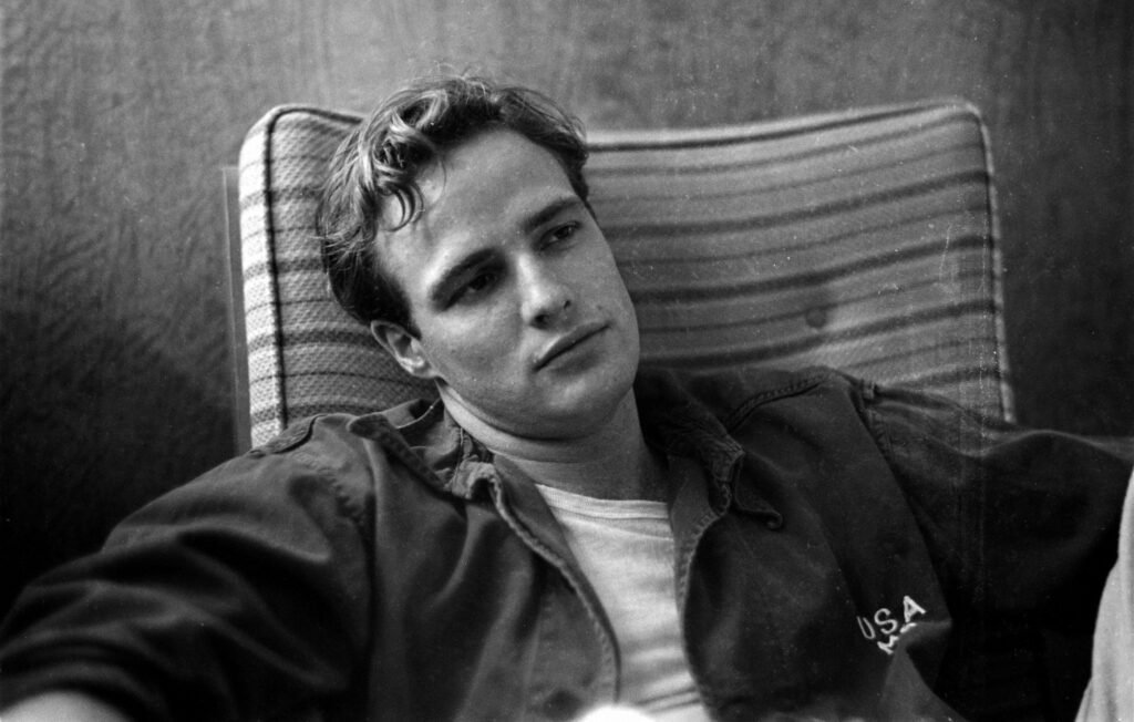 Marlon Brando representing classic Hollywood masculine beauty and fashion