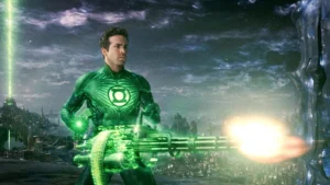Green Lantern creating massive green energy constructs with his Power Ring, showcasing the superhero's imagination-based powers in the DC Universe.