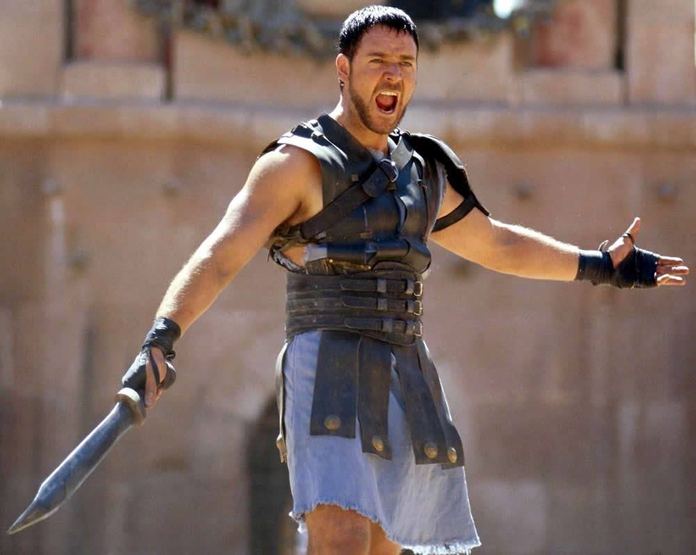 Maximus Decimus Meridius played by Russell Crowe in Gladiator