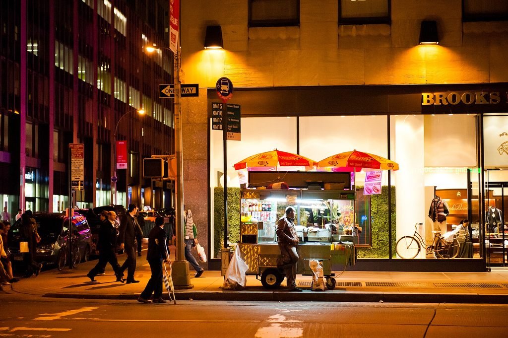 Manhattan street at night illustrating the urban atmosphere of After Hours (1985).